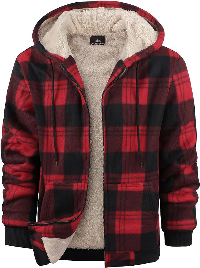 Men's Print Hooded Zip-Up Jacket ,Thickened Cotton-padded Warm Coat