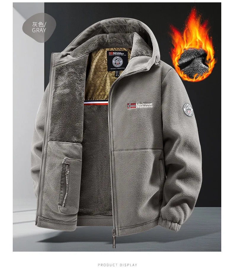 Winter New Fashion Trend Retro Sports Thick Warm Lamb Wool Jacket Men's Casual Loose Comfortable High-Quality Plus Size Jacket