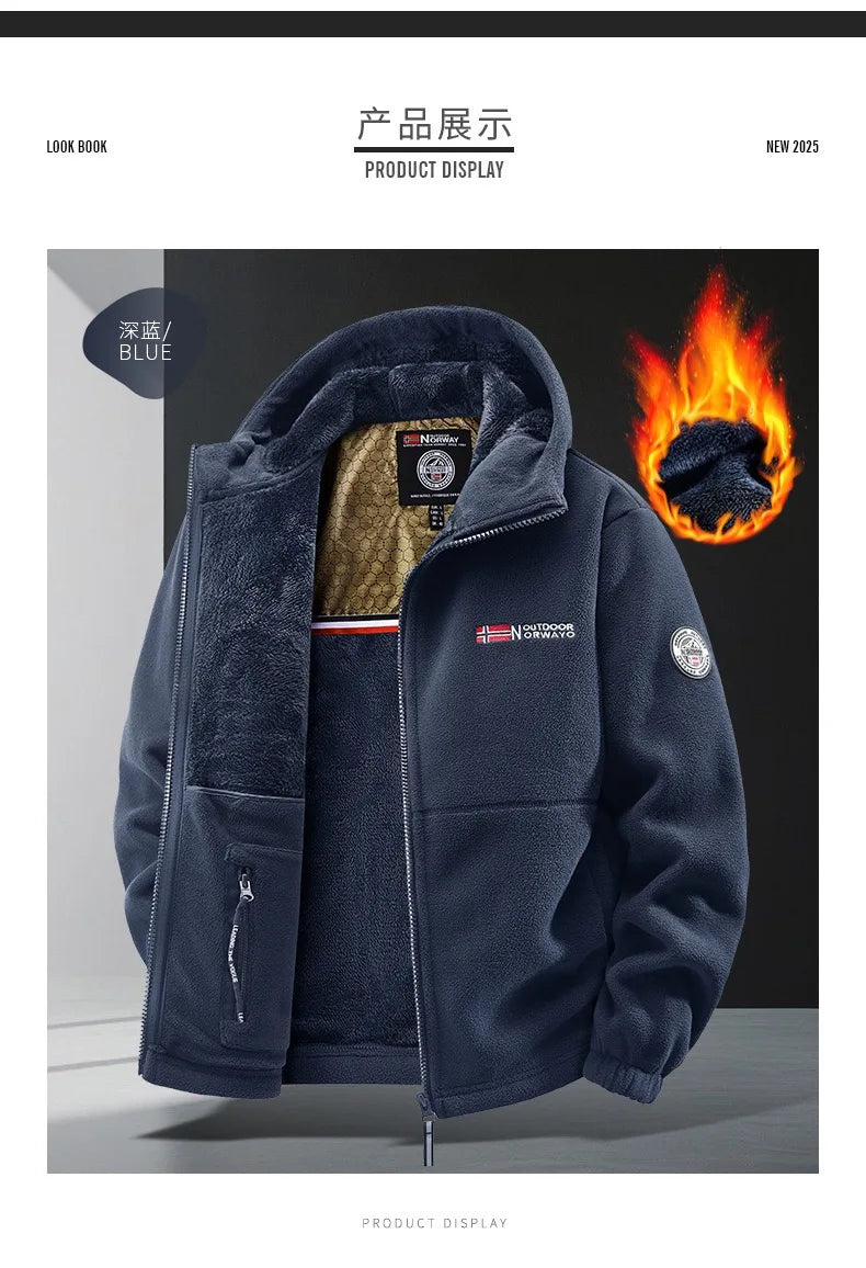 Winter New Fashion Trend Retro Sports Thick Warm Lamb Wool Jacket Men's Casual Loose Comfortable High-Quality Plus Size Jacket