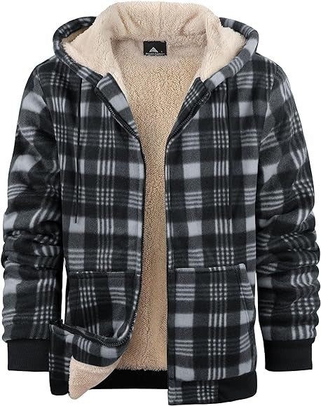 Men's Print Hooded Zip-Up Jacket ,Thickened Cotton-padded Warm Coat